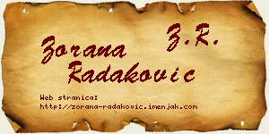 Zorana Radaković vizit kartica